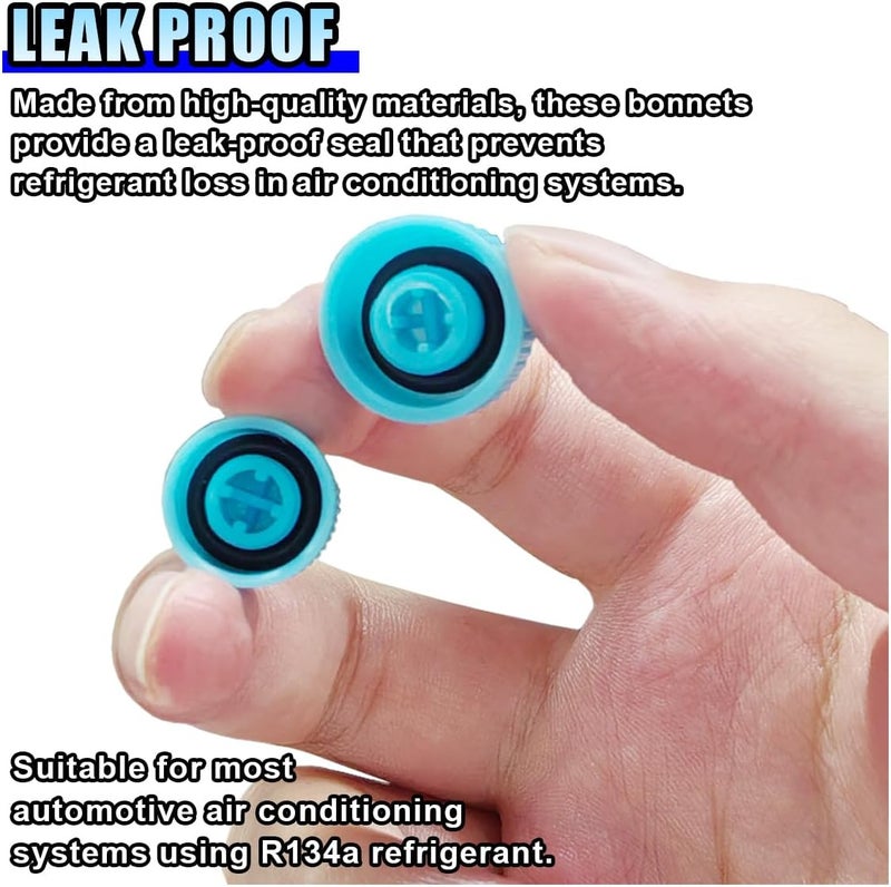LHDOS 4PCS Car A/C Charging Valve Caps, Leakproof R134a Air Conditioning System Charging Port Caps Replacement, High and Low Pressure Ac Caps Auto A/C Valve Core Caps Seal Kit for Most Cars (4PCS) - Image 5